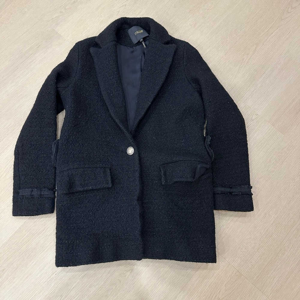 Maje Black Textured Fabric Jacket size 36 small